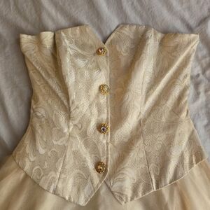 Alchemy New York 1980s Vintage Strapless Gold & Cream Princess Ballgown sz S